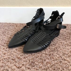 Black strappy booties